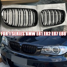 Gloss Black Kidney Grill Grille Dual Slat For BMW 1 Series E81 E82 E87 2008-2013