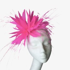 Cerise Feather Fascinator For Races, Proms , Weddings