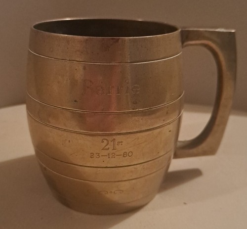 Vintage brass barrel tankard - vintage,