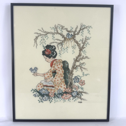 Vintage finished cross stitch - cross,