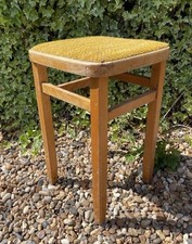 Single Vintage Retro Solid Wooden Mid Century Modern Vinyl Kitchen Stool Seat