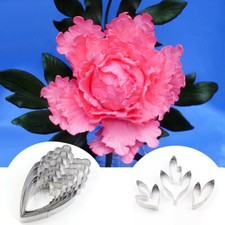 Peony Flower Cutting Mold Petal Leaf Fondant Cake Cutter Mould Baking Decor Tool