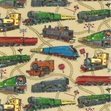 Nutex Loco motion -  Trains 100% cotton Fabric 