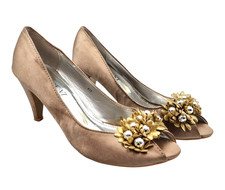 Jeckni Taupe Satin Slingback