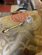 Rare Silver Gilt And Glass Georgian? Snuff Spoon