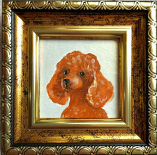 Red poodle dog painting framed
