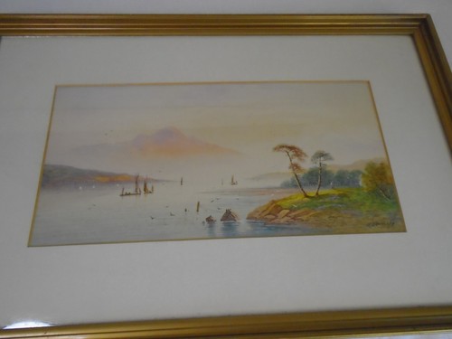Framed watercolour coastal - framed,