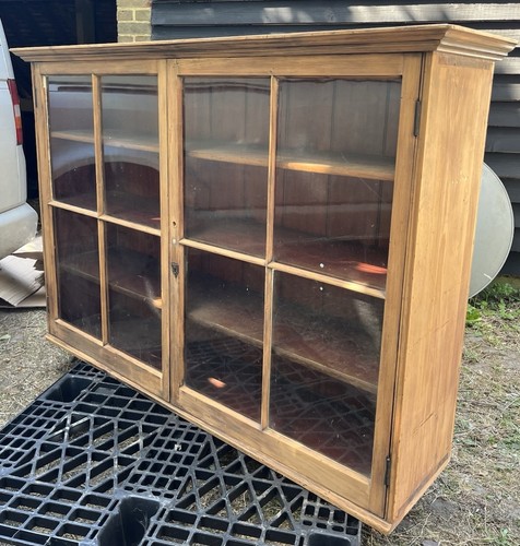 Large pine glazed cabinet - large,