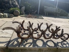 Horseshoe Garden Art -wheelbarrow sculpture Rustic or Black  