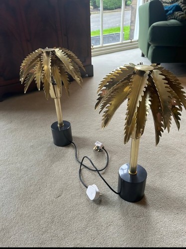 Pair gold palm leaf - leaf, metal
