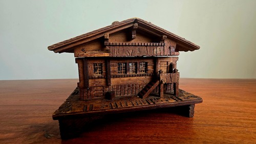 Vintage swiss chalet music box - swiss,
