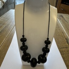M&S chunky black beaded statement necklace, black beaded necklace