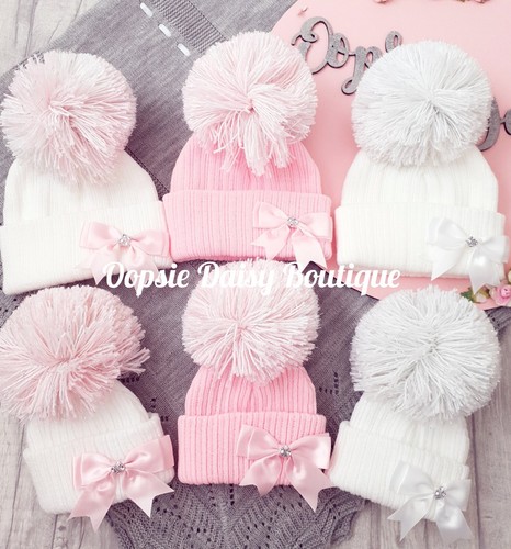 Baby girls lovely knitted pom - girls,