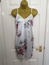 BNWOT Womens Size L (UK 12) Ivory Floral Satin Slip Nightdress Nightie