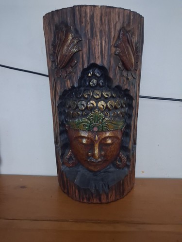 Carved wooden buddha - wooden, wall