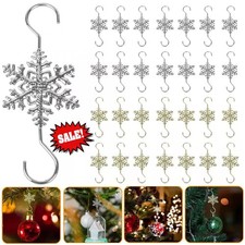 1-20×Metal Snowflake Hooks Christmas Tree Hanging Baubles Balls Ornament Hanger