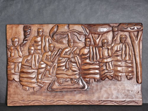 Antique carved tibetan - carved, yew