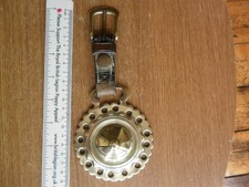 Vintage Sundisc Rosette Patterned Horse Brass Medallion on Leather Strap