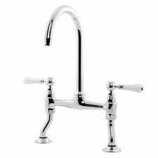 Caple Knightsbridge Traditional Dual Lever Bridge Kitchen Sink Mixer Tap Chrome
