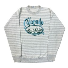 Vintage Colorado Sweatshirt Graphic Print USA Retro Jumper Grey White Mens Large