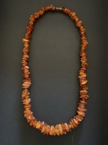 Natural amber chip necklace - natural,