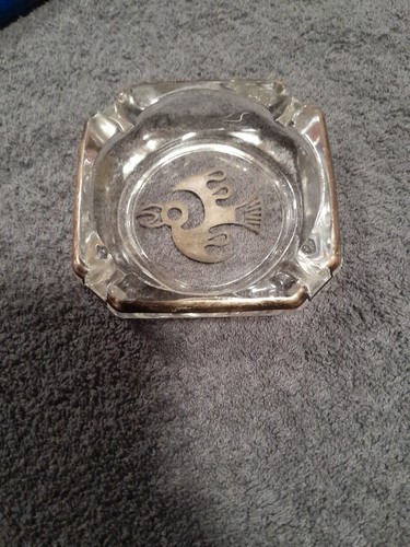 Vintage silver enlayed ashtray - silver,