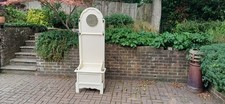 Vintage Retro Painted Oak Hall Stand with Mirror, Storage Seat and Coat Hooks