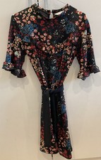 Miss Selfridge 14 Dress Bnwot Black Winter Floral