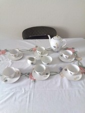 Whole tea set Vintage Seltmann Weiden Bavaria 'Liane' Grey Rose Design
