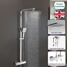 Lois Led Square Bathroom Thermostatic Mixer Shower Valve Chrome Wras Approved
