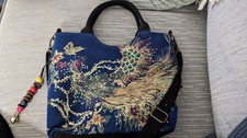 Sequinned Blue Bag With Gold
