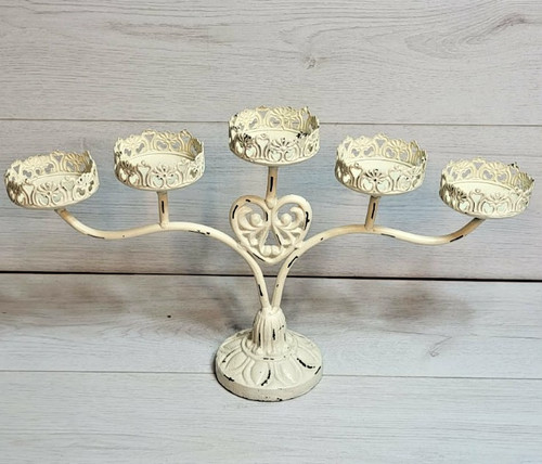 Cream metal light candelabra - 5,