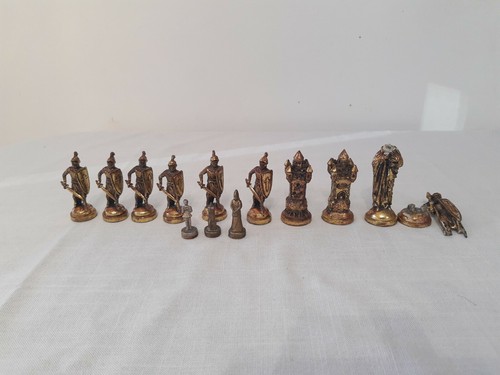 Vintage metal chess pieces - metal,