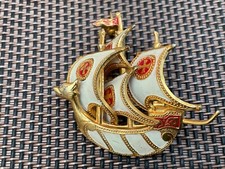 Vintage viking galleon enamel - viking,