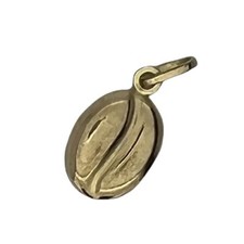 Coffee Bean Charm / Pendant - 9ct Yellow Gold - 10x8mm