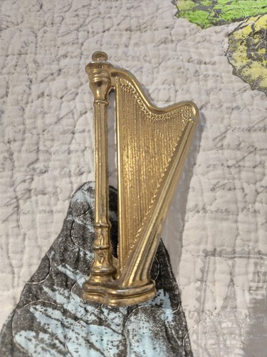 Vintage miniature brass harp - vintage,