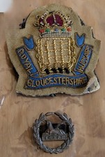 Rare Genuine Royal Gloucestershire Hussars Cloth Hat Badge with Metal Back Badge