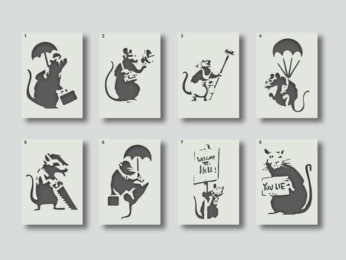 Banksy rat stencils for wall - rat,