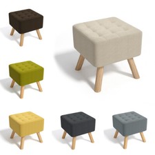 Large Square Footstool Linen