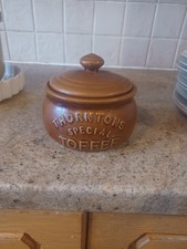 Thorntons Vintage Toffee Pot Lidded Jar Brown Glazed