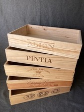 10x SHALLOW FLAT GENUINE FRENCH WOODEN WINE CRATE BOX TRAY STORAGE Chateau