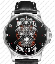 Skull Biker Ride Or Die Hell Motorbike Art Unique Wrist Watch FAST UK