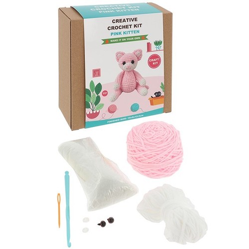 Creative crochet pink kitten - creative,