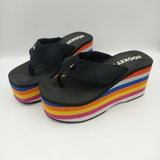 Rocket Dog Rainbow Crush Women Size 7 UK Platform Wedge Sandals Y2K Chunky