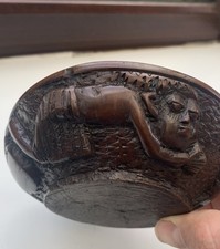 A Superbly carved African folk art carved wooden bowl with figures.
