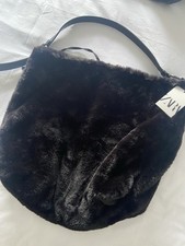 New No Tags Faux Fur Black Zara Shoulder Bag RRP £45 Fab Condition Never Used