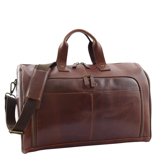Genuine leather travel holdall - leather,