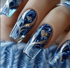 24x False Nails, Blue Gold