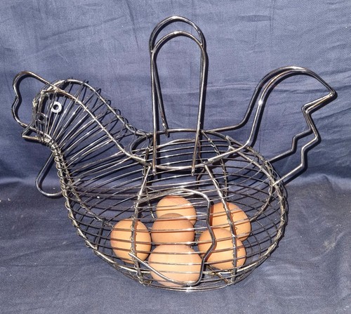 Chrome wire chicken egg basket - chrome,