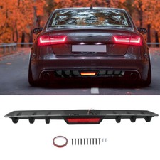 For Audi A3 A4 A5 A6 Matte BLK Rear Bumper Diffuser Spoiler Splitter Fin w/LED